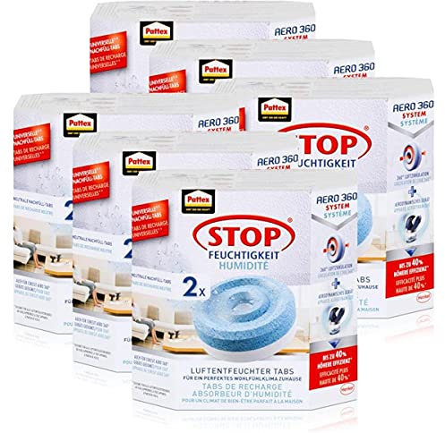 Henkel Pattex Stop Feuchtigkeit Aero 360° Luftentfeuchter Nachfüllpack 2x450g Neutral-Tabs - Vorbeugend gegen Feuchtigkeit, schlechte Gerüche und Schimmel (6er Pack)