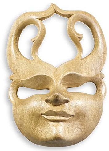 1 Maske Spirit 20cm Hibiskusholz handmade Maske Holzmaske Wandmaske Wanddekoration, Motiv:Motiv 1