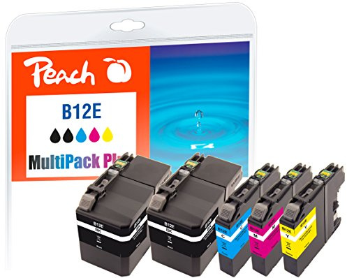 Peach B12 Spar Pack Plus Druckerpatronen (2xBK, C, M, Y) ersetzt Brother LC-12E für z.B. Brother MFCJ 6925 DW