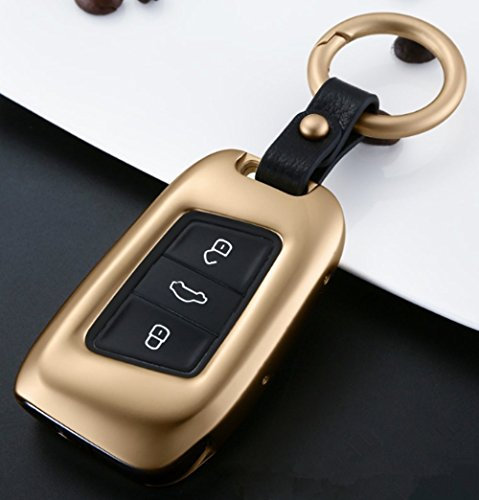 YUWATON Clé de Voiture Chaînes Coque Clé pour Volkswagen Magotan D8 Teramont Tiguan Passat principales Modèles Porte-Clés Boîtier de Télécommande de Voiture Décoration. doré