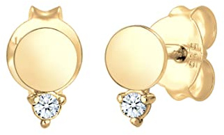 Elli DIAMONDS Earrings Women Earstuds Circle with Diamond (0.03 ct.) in 585 Yellow Gold