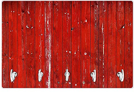 banjado® Schlüsselbrett aus Glas 30 cm x 20 cm mit Motiv Rote Holzlatten/Schlüsselbrett magnetisch & beschreibbar/Schlüssel Organizer Hakenleiste/Key Holder