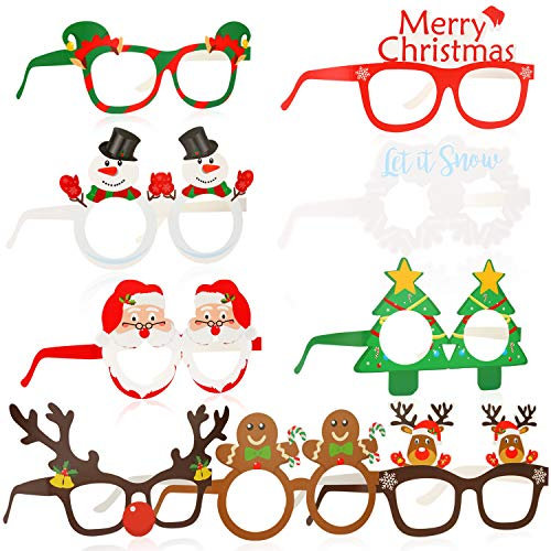 HOWAF 27 Stück Weihnachtsbrillen lustig Weihnachten Brille Weihnachtsmann Weihnachtsbaum Geweih Brillenrahmen Papier Partybrille Set Weihnachtsbrillen für Erwachsene Kinder Weihnachtsdeko