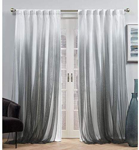 Exclusive Home Crescendo Lined Room Darkening Blackout Hidden Tab Top Curtain Panel Pair, 52x96, Black, Set of 2