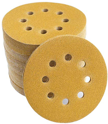 Aiyard 5-Inch 8-Hole Hook and Loop Sanding Discs 120-Grit, 100-Pack