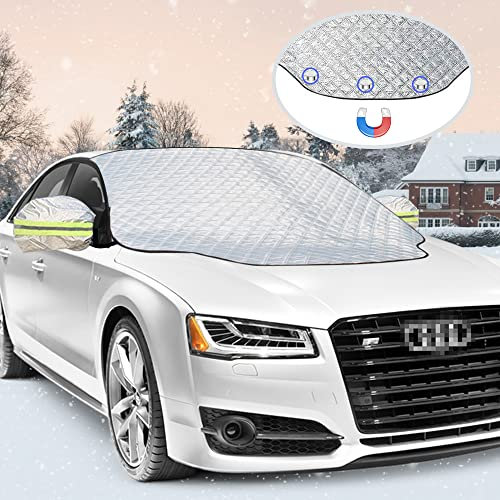 FRECOO Frontscheibenabdeckung, Windschutzscheibe Abdeckung Winterabdeckung mit Magnet Fixierung Faltbare Auto Abdeckung für Schnee, EIS, Frost, Staub und Sonne (183 x 116cm)