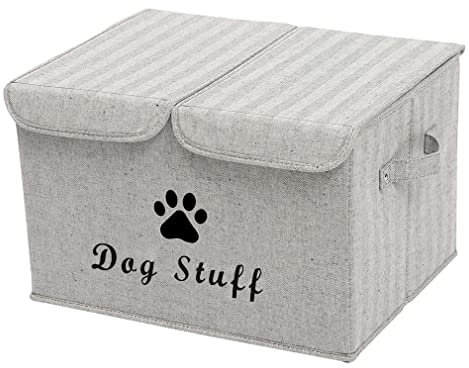 Morezi mit Deckel hundespielzeugkiste,Haustier spielzeugkiste,faltbareaufbewahrungsboxen,Aufbewahrungsbox für Heimtierbedarf-Grau Streifen