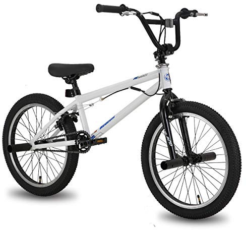 HILAND 20 Inch BMX Freestyle Bike for boys girls With 360 Degree Gyro & 4 Pegs, 20 Inch BMX Bike for 8 9 10 11 Years kid girl boys girls White