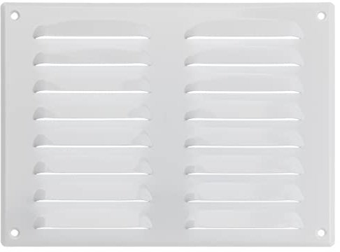 260x190mm Metalica Rejilla de Ventilación con Mosquitera - Blanco