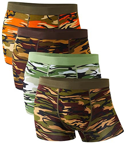 YOULEHE Lot de boxers respirants en bambou doux pour homme, Lot de 4 camouflage, M