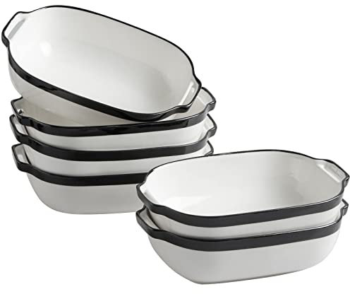 Lot de 6 plats à gratin rectangulaires en céramique avec poignées en céramique - Pour lasagne, tiramisu
