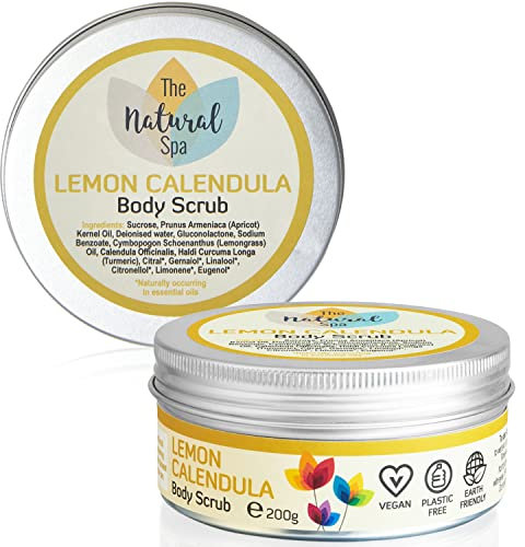 The Natural Spa Körperpeeling (2 x 200g Pack) Lemon Calendula | Natürliche | Keine synthetischen Duftstoffe | Keine Nussöle | SLS-frei | Sanftes Peeling & Feuchtigkeitscreme