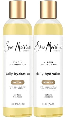 Shea Moisture Body Oil, Daily Hydration 2-Pack – Lightweight, Non-Greasy Moisturizer with 100% Extra Virgin Coconut Oil, Coconut Milk, and Acacia Senegal, 8 Oz Ea