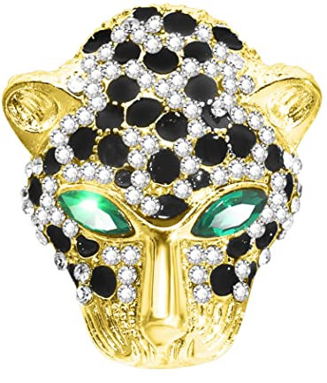 KristLand Broche Léopard Animal avec Tous Les Cristaux Animaux Sauvages Cristal Strass Léopard Chat Broches pour Femmes Hommes Broches Cartable Fête Coffret Cadeau Couleur Or