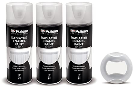 Polisan Spray Paint | White Enamel Paint | Perfect for Radiator, Sink, Bathtub, Refrigerator, Washing Machine| 3 x 400ml | RAL 9010 | Triple Pack