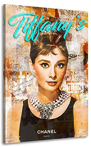 Kunstgestalten24 Aludibond Bild Audrey Hepburn Tiffany Retro Wandbild Kunstdruck Deko
