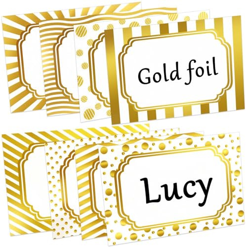 160 Stück goldene Namensschilder (7,6 x 5,1 cm), abnehmbare Namensschilder, Goldprägung, Namensaufkleber, selbstklebende Namensschilder, Etiketten für Themenpartys, Familie, Zuhause, Schule, Büro,