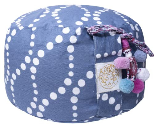 YOMANIS Yogakissen - Ø 31cm rund - 18cm Sitzhöhe - Meditationskissen für Yoga - Waschbarer Bezug aus ÖkoTex Bio Baumwolle - gefüllt mit Dinkelspelz aus Bioland Demeter Mühle - Zafu Reisekissen