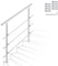 Ikodm Balustrade en acier inoxydable 120 cm avec 3 barres transversales et accessoires pour cage d'escalier, balcon, entrée de maison