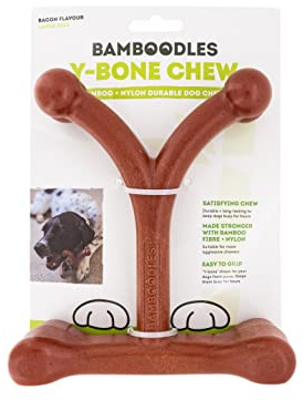 Bamboodles Y-Bone Dog Chew Toy – Large | Bacon Flavour | Long Lasting Chew for Large Dogs | Durable Safe Toy to Satisfy Chewing Instincts