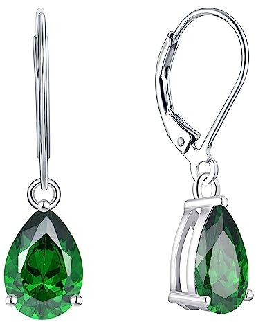 YL Damen Ohrhänger 925 Sterling Silber Mai Geburtsstein Smaragd Ohrringe