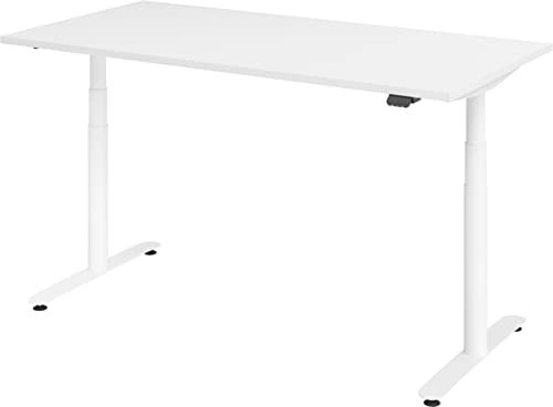 bümö elektrisch höhenverstellbarer Schreibtisch 160x80 cm mit Memory, Bluetooth & App-Steuerung - Schreibtisch höhenverstellbar elektrisch, elektrischer Schreibtisch weiß, Gestell weiß