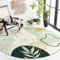 Lahome Grüner runder Teppich, waschbar, groß, Boho-Teppich für Wohnzimmer, rutschfest, für Esszimmertisch, weich, niedlicher botanischer Druck, Bodenmatte, Teppich für Schlafzimmer, Büro, Badezimmer