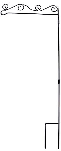 OFFSCH Gartenflaggenständer Edelstahl Fahnenhalter Schwarz 1 Stück Rostschutz Wetterfest für Garten Rasen Flaggenmast Flaggenzubehör Langlebig Dekorativ für Außenbereich