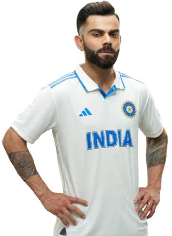 adidas Indien Cricket Test Jersey Herren, weiß, L