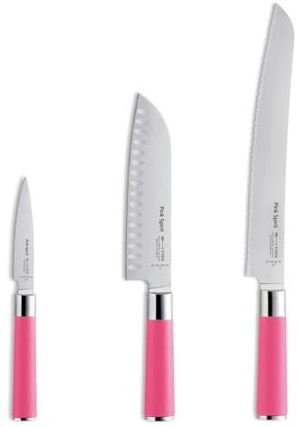 F. DICK Pink Spirit Set (3-Teiliges Messerset, bestehend aus Santoku/Officemesser/Brotmesser, Küchenmesser) 81798000-79