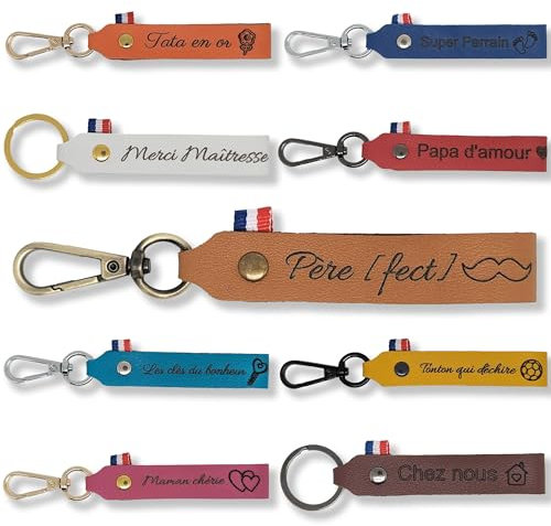 Porte clés En Cuir naturel Personnalisable - Gravure Au Laser Ultra Net - Idée De Cadeau