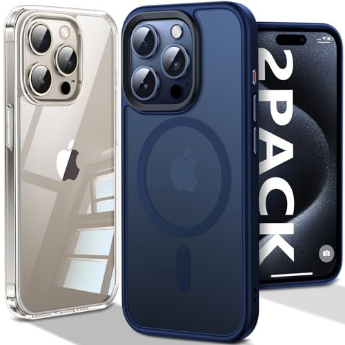 Chicfun [Nr.1 Stark Magnetisch für iPhone 15 Pro Hülle für MagSafe [Nr.1 Schutzkraft und Magnetkraft] [15FT Militärisch Stoßfest] Handyhülle iPhone 15 Pro Case Schutzhülle Silikon Matt Cover Blau