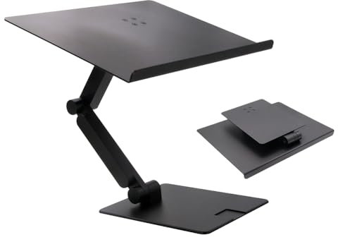 Rmour Ergonomic Laptop Riser Up to 14 Tall– Gear-Locking Metal Stand for MacBook Pro 16”, Dell XPS, HP ZBook & 13”-17.3” Laptops – Stable, Heavy Duty Desktop Support (Black, Slim)