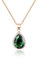 Linawe Emerald Crystal Chain Necklace for Women Trendy Rose Gold, Green Imitation Diamond Pendant Cubic Zirconia Birthstone Rhinestone Teardrop, Preppy Boho Jewellery