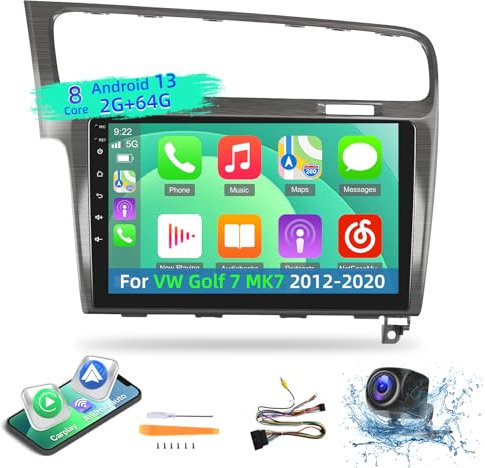 [2+64G] 8 Core Android 13 Autoradio per VW Golf 7 MK7 2012-2020 con Carplay e Android Auto - Stereo per Auto Touch Screen IPS da 10,1 Pollici con DSP Mirror Link WiFi GPS SWC + Telecamera Posteriore