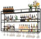 amhricho Weinregal Wand, 3 Ebenen Wand-Weinregale mit Glashalter, Multi funktionaler Weinpareite Display Rack,Weinflaschenhalter Wandmontage, für Zuhause, Bar, Küche, Restaurant (BLACK, 150*25*90cm)