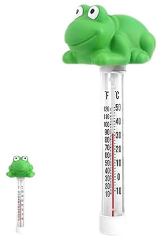 Sensor de temperatura del agua, indicador de temperatura flotante para piscina | Indicador de temperatura de piscina y ranas – Medidor de temperatura verde con cuerda, indicador de temperatura 'agua