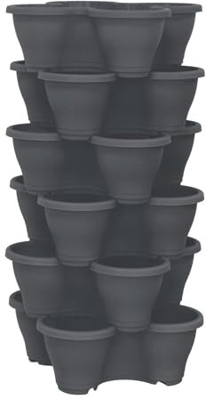 simpa 6PC Quad-Pot Stackable Indoor & Outdoor Planters - Grey