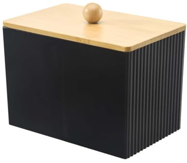 SVOCK Distributeur Coton Tige, Boite Coton Tige, Boîtes de Rangement en Acrylique, Boite Rangement Noir Coton Tige Bois, Rangement Coton Demaquillant pour Salle Bain Coiffeuse Salon
