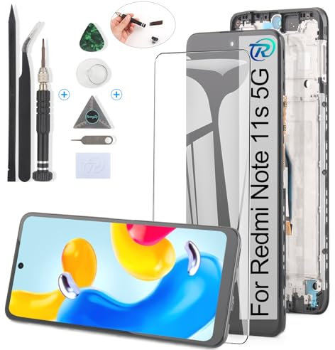 RongZy Pantalla para Xiaomi Redmi Note 11s 5G 22031116BG Táctil LCD de Repuesto Ensamblaje Digitalizador Reemplazo para Xiaomi Redmi Note 11s 5G con Herramientas de Reparación(Negro con Marco)