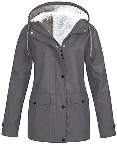 Mrat Veste Manteaux pour femme - Veste doublée en polaire - Veste imperméable coupe-vent à capuche - Parka d'hiver chaude - Coupe-vent - Tenue d'extérieur - Grande taille S à 5XL, Gris #02, 3XL