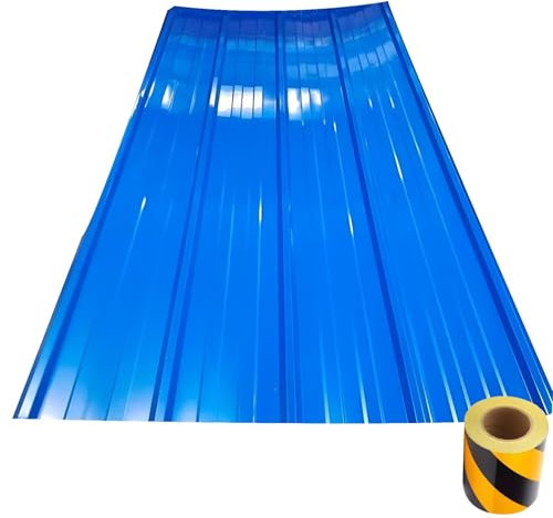 Dachblech für Geräteschuppen, Dachpaneele, Eisenmaterial, Länge 100 cm, 120 cm, Breite 90 cm, Dicke 0,3 mm, Gartenhaus blau (120 x 90 cm, 2 Stück)