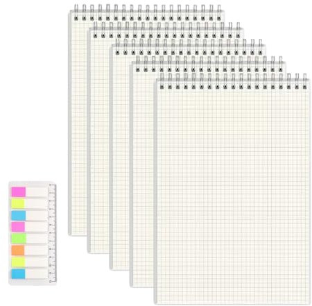 YRsorn 5 Stück Notizbuch A6 Kariert - Notizblock Klein 80 Blatt/160 Seiten Schreibblock Kariert, Kraft Cover Collegeblock, Notizblock A6 für Büro und Schule