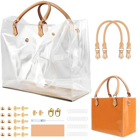 Orifesio Transparente Handtasche, Klar PVC DIY Tote Tasche Making Kit, Durchsichtige Tragetasche, DIY Taschen Set, Handgefertigte Geschenktüten Zubehör, Geschenktüten-Makeover, Transparent Bag Set, D
