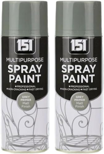 MIXEL Grey Primer Matt Spray Paint, Quick-Drying, Easy to Apply, DIY Enthusiasts, Crafting, Perfect for Wood, Metal, Plastic, Interior and Exterior Use, 400ml, (2 Pcs)