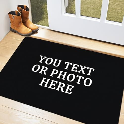 GLHFLMAO Personalised Door Mat with Image Picture Photo Logo Text Cool Rugs Pet Feedly Areas Rug Anti Slip Area Mat Bedroom Indoors Outdoors Decorative