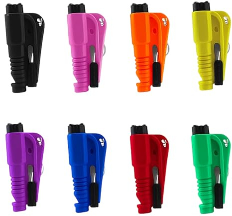 8 Pcs Car Window Breaker, Portable 3 in 1 Car Glass Breaker Seat Belt Shears and Whistle, Land and Underwater Car Escape Tool, Multifunctional Car Accessories for All Vehicles