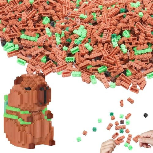 VQBKHO Capybara Bauspielzeug, Tier-Blöcke Micro Building Blocks Puzzle Capybara Mikro Bausteine Spielzeug Kit Mini Building Blocks Kreativität Bausteine DIY-Spielzeug Für Erwachsene