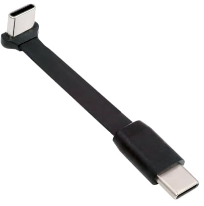 NFHK Cable Ultra Slim Flat USB-C Type C to USB-C Power USB2.0 Data Cable 90 Degree Up Down Angled 65W Fast Charge for Laptop Tablet Phone