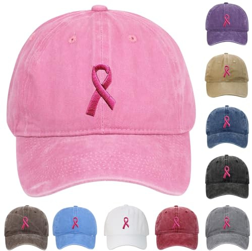 Casquette de Baseball Unisexe Octobre Rose Sensibilisation Cancer du Sein Cancer du Sein Octobre Rose Accessoires 2025, Casquette Femme ete en Coton Rétro Baseball Cap Chapeau De Sport